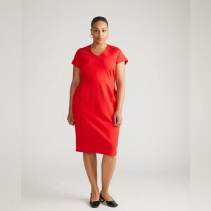 NWT Universal Standard Executive V Neck Ponte Dress Vermillion Red 4XS 0/00